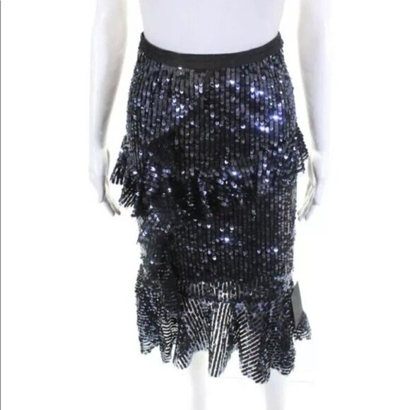 Needle & Thread Skirt New Sequin Scarlett Midi Skirt in Graphite Size 2 nwt - Picture 14 of 15